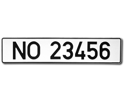 01a. Norwegian CAR plate in EU size 520 x 110 mm without flag
